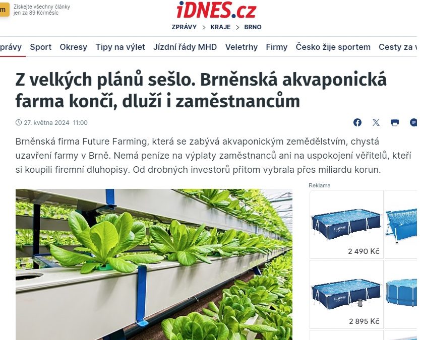 Krach FUTURE FARMING, PRO VĚŘITELE zastupuje její investory